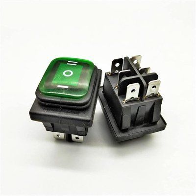 Выключатель KCD4-203NG зеленый с подсветкой 12 - 24VDC 4Pin 0-І водонепроницаемый IP65 KCD4-203NG DC green 12V фото