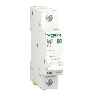Автоматичний вимикач Resi9 1P 50A 50A C 6kA Schneider R9F12150 фото