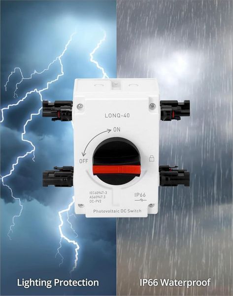Вимикач постійного струму 32А 1200V IP66 QWORK&reg; для сонячних панелей 32А 1200V IP66 WD10531 фото