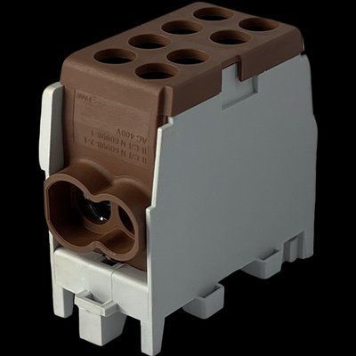 Клемний блок FJ-25/16.1BR 100A коричневий FJ25161BR для з'єднання та розподілу фазних провідників FJ25161BR фото
