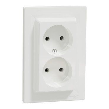 Розетка двойная, без заземляющего контакта, белый тм Asfora Schneider EPH9700121 EPH9700121 фото