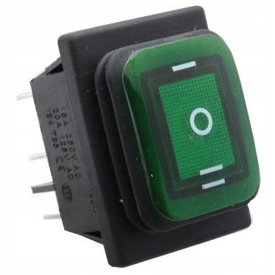 Переключатель перекидной KCD4-203NW зеленый с подсветкой 16A 250V 6Pin ON Off ON водонепроницаемый IP65 KCD4-203NW green 250V фото