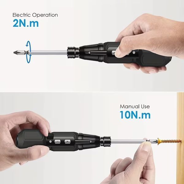 Викрутка акумуляторна 10-в-1 чорна у наборі 9 бітів USB викрутка для ремонту Multi 100198 фото