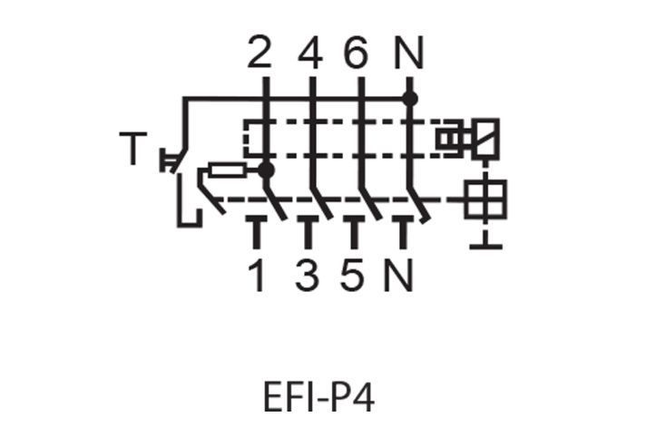 Реле диференційне (ПЗВ) 4р EFI-P4 63/0,03 тип AC (10kA) ETI 2061613 для захисту від ураження струмом 2061613 фото