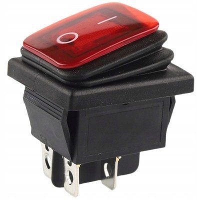 Выключатель KCD4-201NW красный с подсветкой 12 - 24VDC 4Pin 0-I водонепроницаемый IP65 KCD4-201NR red 12-24V фото