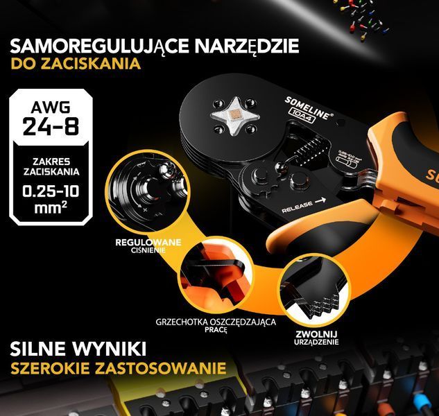 Набор для обжима проводов с наконечниками 0,25 мм&sup2; - 10 мм&sup2; SOMELINE&reg; 10А4/9 фото