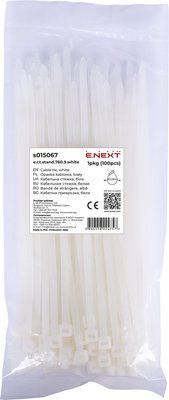 Кабельная стяжка e.ct.stand.760.9.white (100шт), белая s015067 для быстрой и безопасной фиксации кабелей, проводов, трубок и др. s015067 фото