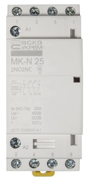Модульний контактор MK-N 4P 25A 2NO2NC 220V A0040030030 для комутації та дистанційного керування електричними колами A0040030030 фото