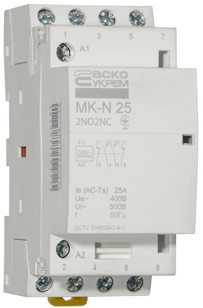 Модульний контактор MK-N 4P 25A 2NO2NC 220V A0040030030 для комутації та дистанційного керування електричними колами A0040030030 фото