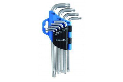 Набір Г-подібних ключів TORX, Т10-Т50, 9 шт Hoegert HT1W814 фото