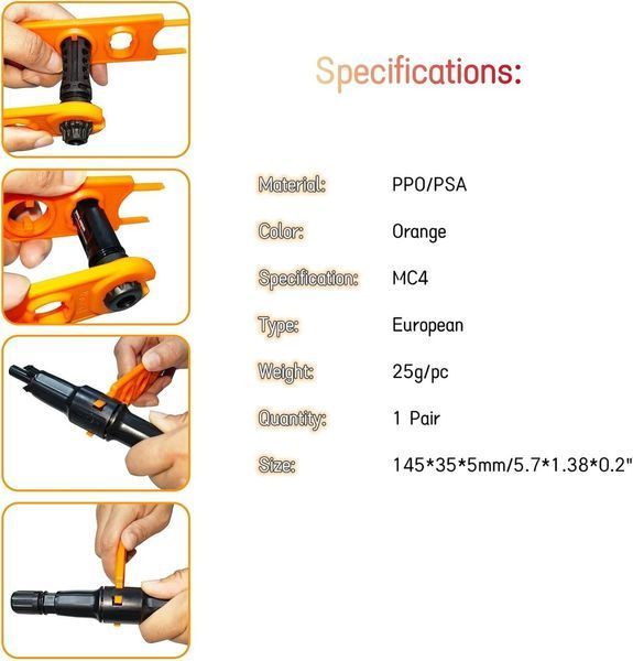 Ключі для конекторів сонячних панелей MC4 (2 шт) May Lar orange МС4-2 фото