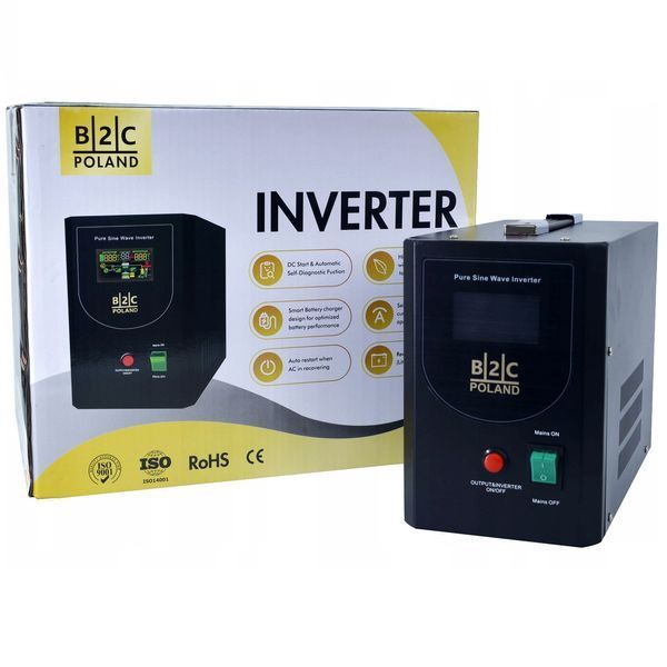 Аварійне джерело живлення 12V /230В UPS 800VA / 500W чистий синус B2C POLAND підтримка LiFePO4 та AGM/VRLA UPS-B2C-800VA фото