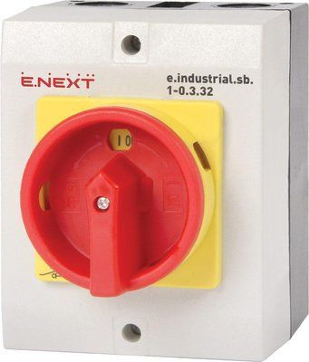Пакетный переключатель в корпусе e.industrial.sb.1-0.3.32, 3р, 32А (0-1) Е-next для ручного отключения электрических цепей i0360002 фото