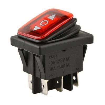 Переключатель перекидной KCD4 красный с 12V DC подсветкой 16A 250V 6Pin І-Off-ІІ водонепроницаемый IP66 KCD4-20А red 12V фото