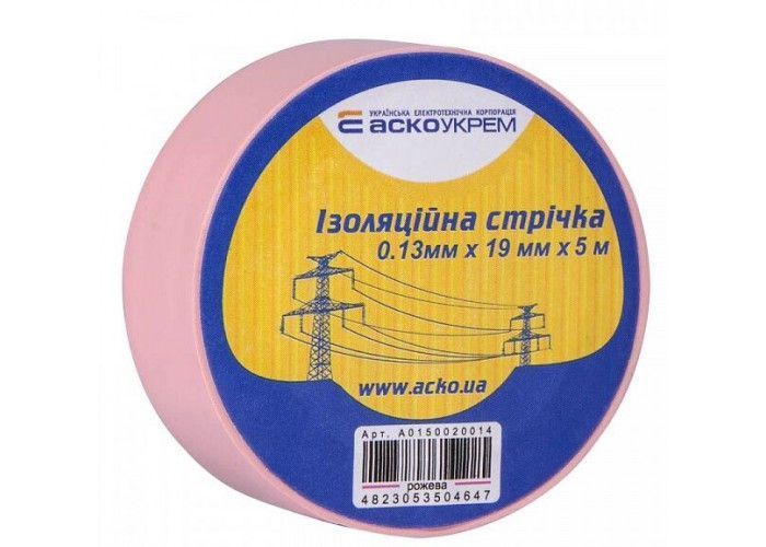 Лента изоляционная АСКО-УКРЕМ 0,13 мм &times; 19 мм &times; 5 м, розовая A0150020055 A0150020055 фото
