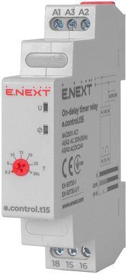 Реле задержки времени на включение 0.3-30сек e.control.t15 для автоматического управления процессом подачи питания i0310027 фото