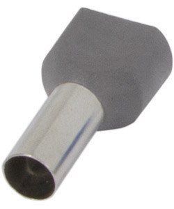 Изолированный наконечник e.terminal.stand.te.2.16.grey (TE16-14 grey) 2x16 кв.мм, серый, 100шт s4037012 s4037012 фото