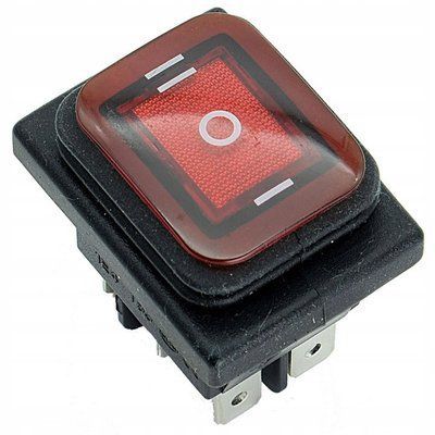 Переключатель перекидной KCD4-203NR красный с подсветкой 12V DC 6Pin И-Off-ІІ водонепроницаемый IP65 KCD4-203NR DC red 12-24V фото
