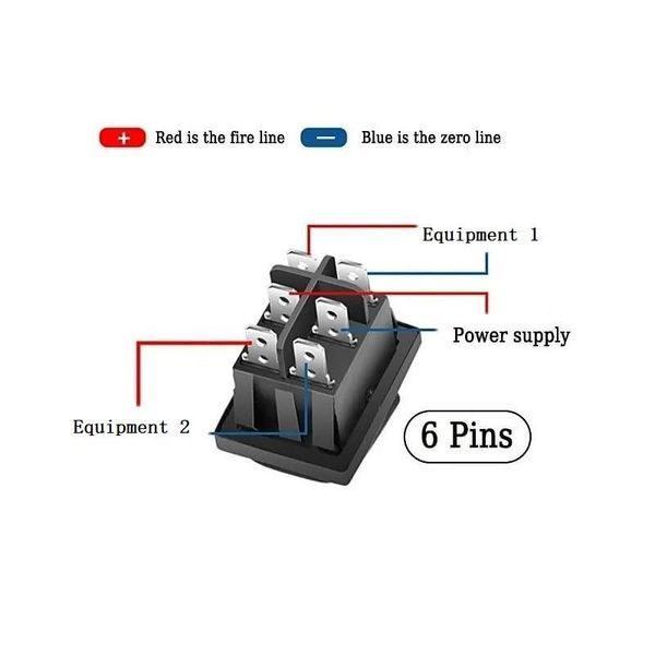 Переключатель перекидной KCD4-203NR красный с подсветкой 12V DC 6Pin И-Off-ІІ водонепроницаемый IP65 KCD4-203NR DC red 12-24V фото