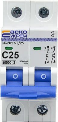 Автоматический выключатель ВА-2017/С 2р 25А АСКО-УКРЕМ A0010170014 фото