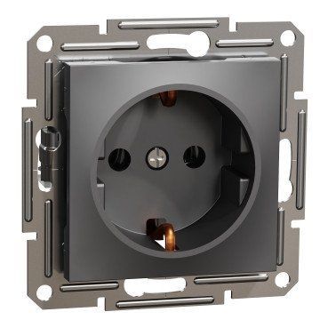 Розетка с заземляющим контактом (антрацит) Asfora Schneider EPH2900171 EPH2900171 фото