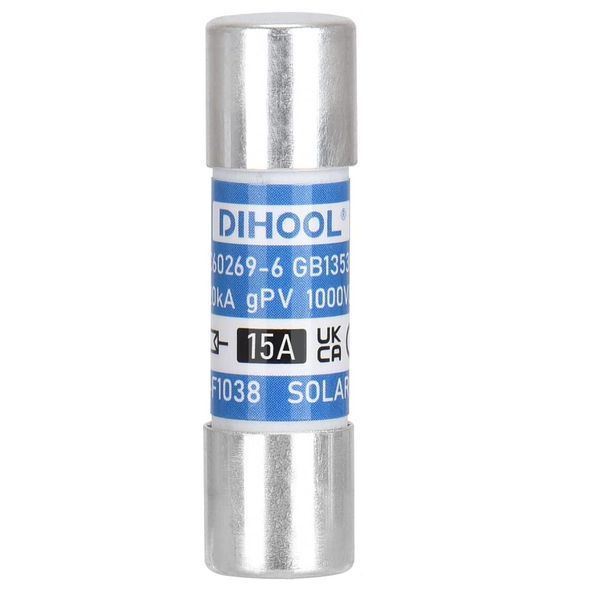 Набір Тримачі запобіжника 10x38 1Р 32Ах4 Fuse 6х15A PV 1000V DC 20 kA з din-рейкою DIHOOL 1038x4 Fuse 15Ax6 фото