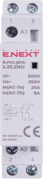 Модульний контактор e.mc.pro.2.25.2NO, 2р, 25А, 2NO, 220В для автоматизації та керування електричними колами p005201 фото