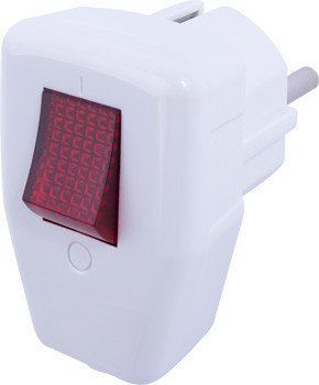 Вилка бытовая e.plug.angle.009.16,з с/к, 16А, угловая, белая, с выключателем для подключения электрических приборов к сети s9100048 фото