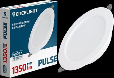 Cвітильник стельовий світлодіодний ENERLIGHT PULSE 15Вт 4000К PULSE15SMD90N для основного освітлення житлових, офісних приміщень PULSE15SMD90N фото
