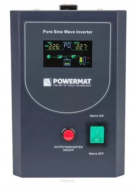 Джерело аварійного живлення UPS LCD 800VA 640W Inverter PM-UPS-800MP 12V Powermat 5904067442429 фото