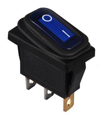 KCD3-101NW BL/B 220V Переключатель 1 клавиатур. влагозащиты. синий с подсветкой A0140040038 A0140040038 фото