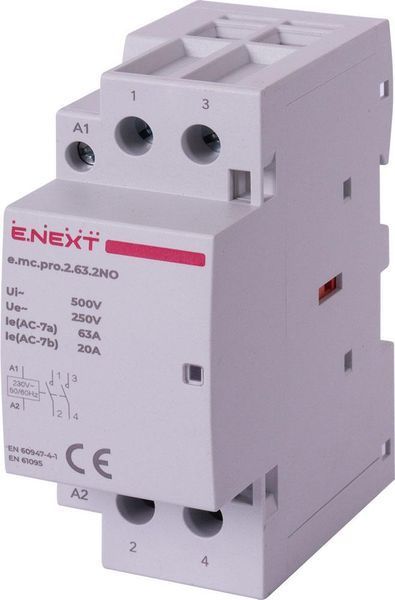 Модульний контактор e.mc.pro.2.63.2NO, 2р, 63А, 2NO, 220В Е.NEXT p005218 p005218 фото
