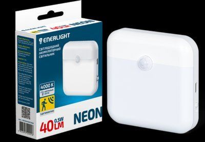 Светильник аккумуляторный Neon 40Лм 4000К с датчиком движения ENERLIGHT для автономного локального освещения внутри помещений NEON40DC05N фото