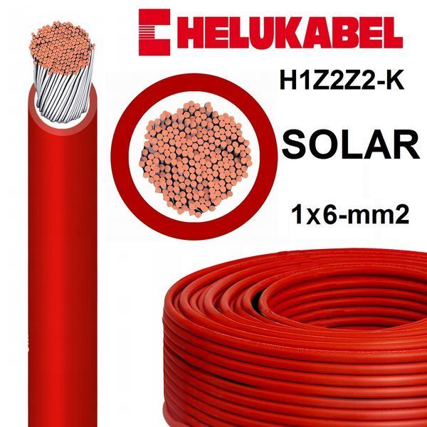 Кабель для сонячних панелей SOLARFLEX-X H1Z2Z2-K 1x6 мм&sup2; Helukabel червоний 18048772 фото