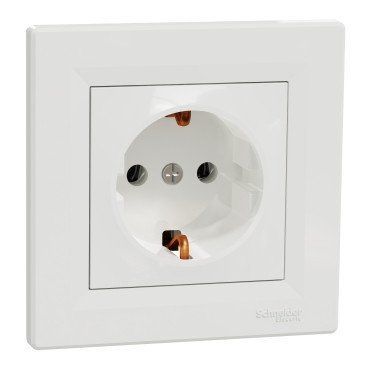Розетка с/з контактом белый тм Asfora Schneider EPH2900121 для подключения электроприборов EPH2900121 фото