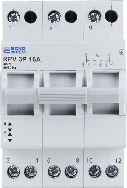 Ручний перемикач вводу (І-0-ІІ) RPV 3P 16A АсКо A0010220007 фото