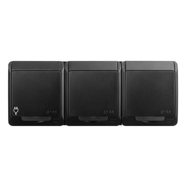 Розетка накладная с крышкой с/з 3-я, черная IP44 Elektro-Plast HERMES 0326-09 0326-09 фото