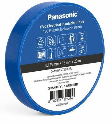 Изоляционная лента ПВХ Panasonic 0.125x18мм 20м Синяя WCMT20BLARJ для изоляции, защиты и маркировки электрических проводов WCMT20BLARJ фото
