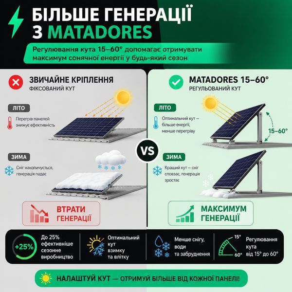 Кріплення для двох PV комплект кронштейнів сонячної панелі регульований кут 15-60&deg; Matadores M01-S фото
