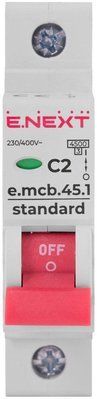 Модульный автоматический выключатель e.mcb.stand.45.1.C 2, 1р, 2А, C, 4,5 кА Е.NEXT s002002 s002002 фото