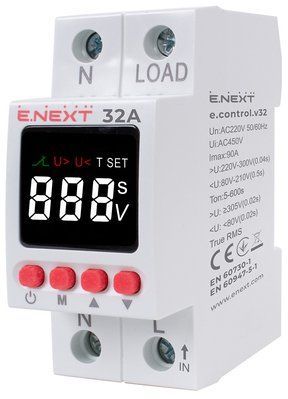 Реле контроля напряжения однофазное 32А с индикацией e.control.v32 p0690031 для защиты однофазных электрических сетей p0690031 фото