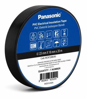 Изоляционная лента ПВХ Panasonic 0.125x18мм 20м Черная WCMT20BKARJ для электроизоляции, защиты и маркировки проводов и кабелей WCMT20BKARJ фото