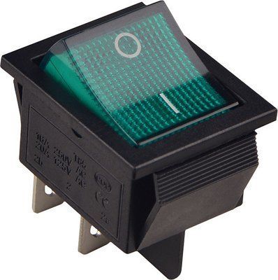 KCD2-201N GR/B Переключатель 1 клавиатур. с подсветкой 12V AC/DC зеленый A0140040171 для врезного монтажа A0140040171 фото
