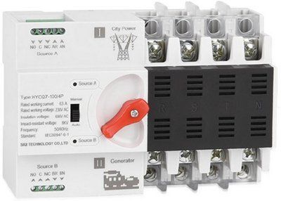 Автомат ввода резерва на DIN-рейку АВР HYCQ7 4Р 100A 230/400В AVR100M ElectrO переключатель для между двумя источниками питания AVR100M фото