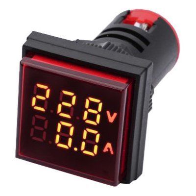 Индикатор цифровой ND3-22AV/S RED индикация тока и напряжения красный квадр. АС50-500В 508977 фото