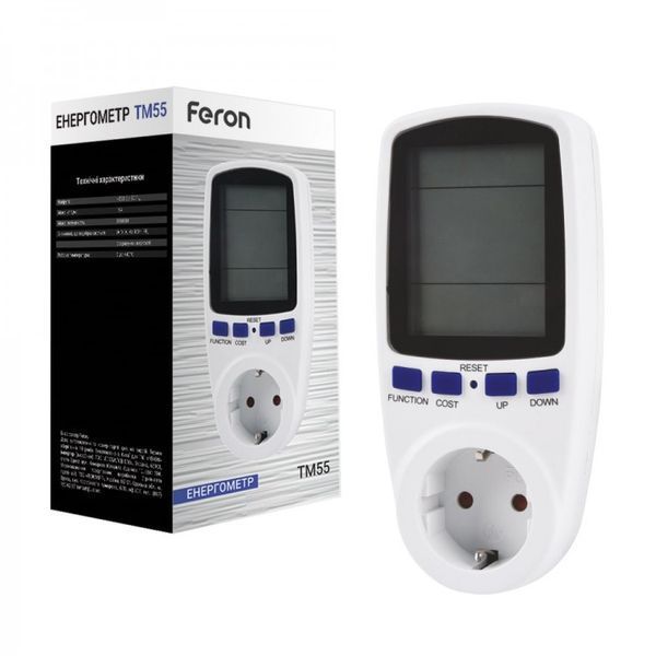 Розетка енергометр TM55 3680W Feron 3426 для контролю споживання електроенергії 3426 фото