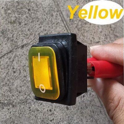 Выключатель KCD4-201NW желтый с подсветкой 16A/250V I-O IP65 KCD4-201NW yellow 250V фото