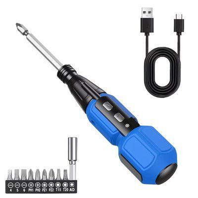 Викрутка акумуляторна 10-в-1 синя у наборі 9 бітів USB викрутка для ремонту TX1477218 фото