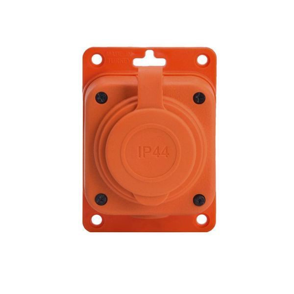 Розетка каучукова стаціонарна 1KMP-O 2Р+РЕ 16А IP44 помаранчева Bylion 403366 фото