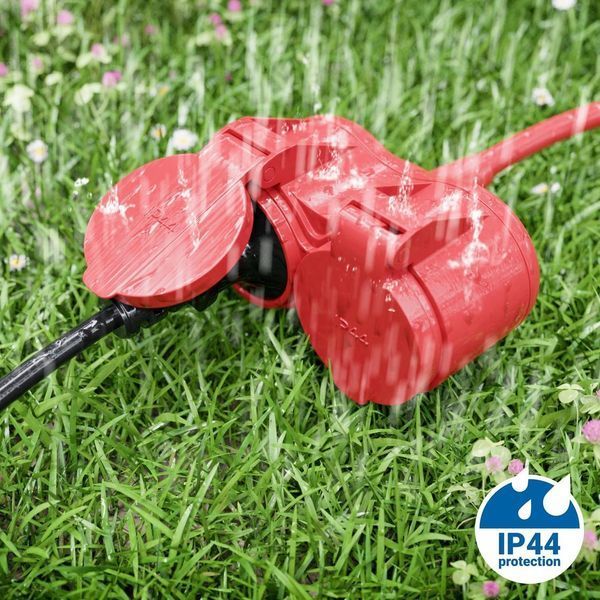 Удлинитель с/у двух красных розеток внешний IP44 резиновый 2 метра H07RN-F 3G1.5 мм2 IP44 deleyCON 2MK5628 фото